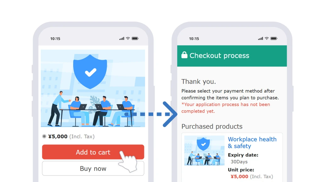 Application and payment screen with EC function