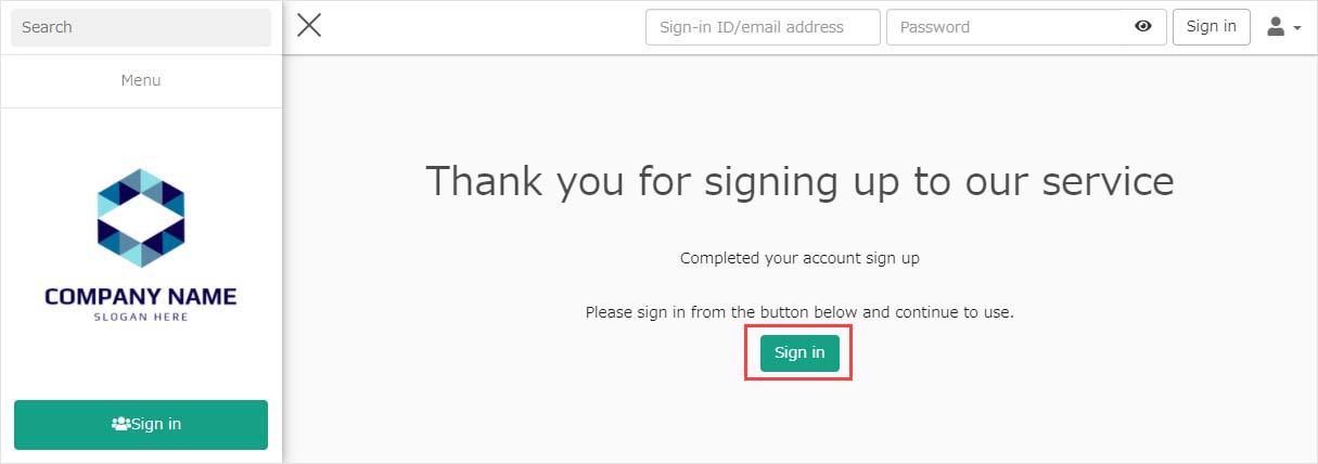 Login button on the person authentication email
