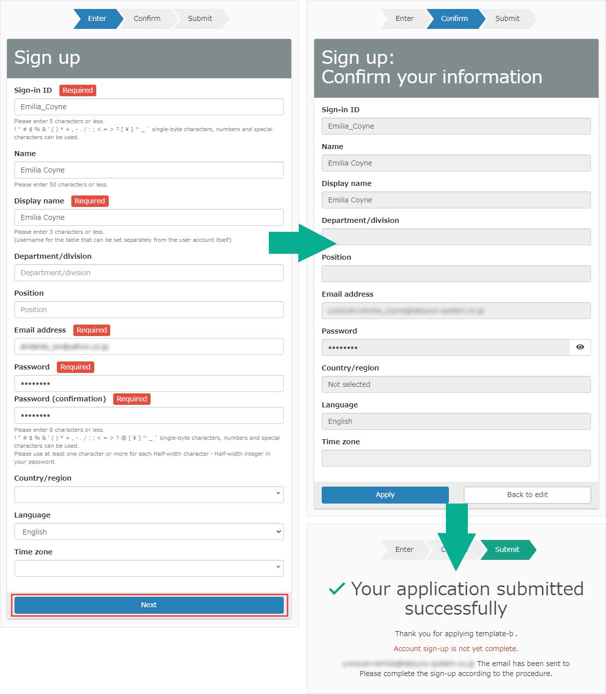 E-learning account registration function