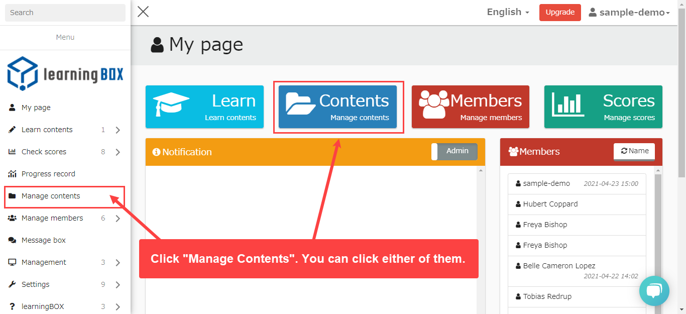 learningBOX content features