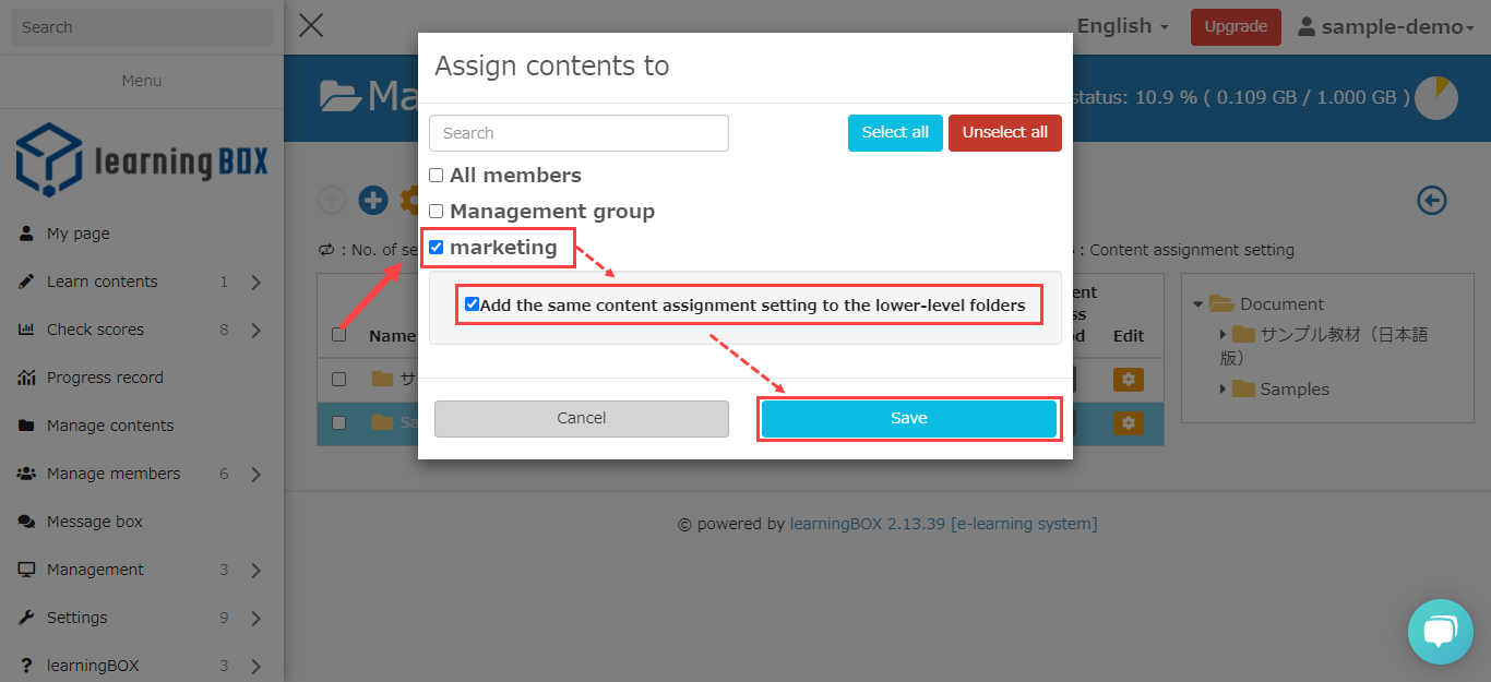 learningBOX - Setting up teaching material assignments